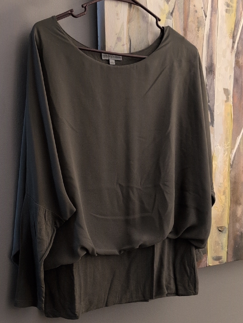 Joseph A. Grey Silk Blouse Size L